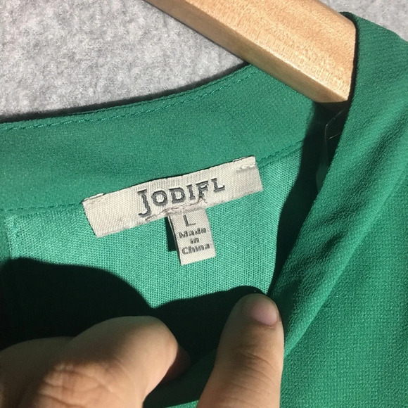 Womens Jodifl Dress Formal Emerald Green Ruffles Feminine Wedding Spring Summer - Picture 5 of 8